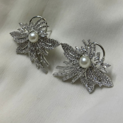 Party wear American Diamond Cubic Zirconia pearl stud