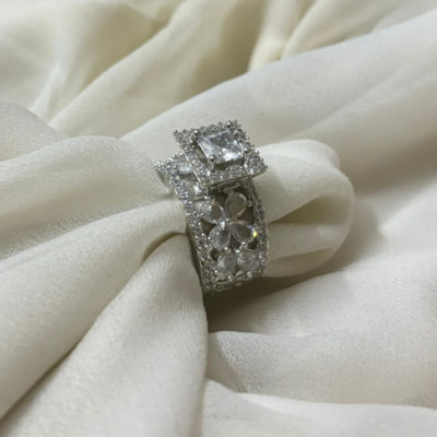 Cz adjustable crown ring