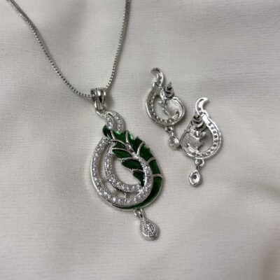 Meenakari American Diamond Pendant Set
