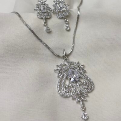 Premium Quality American Diamond Cubic Zirconia Pendant Set