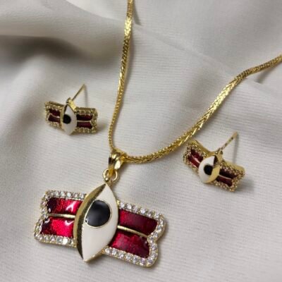 Cubic Zirconia Shiva Meenakari Pendant Set