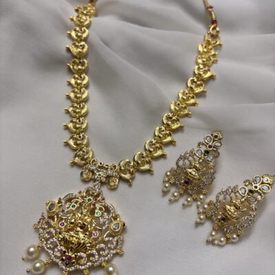 American diamond lakshmiji necklace set