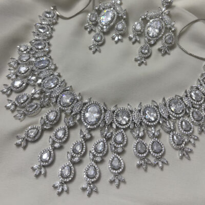 Party wear American diamond cz necklace set