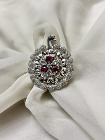 Peacock adjustable cocktail ring