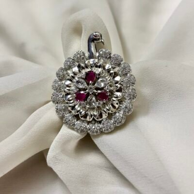 Peacock adjustable cocktail ring