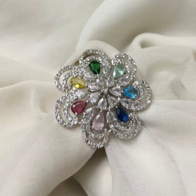 Multi colour cocktail ring