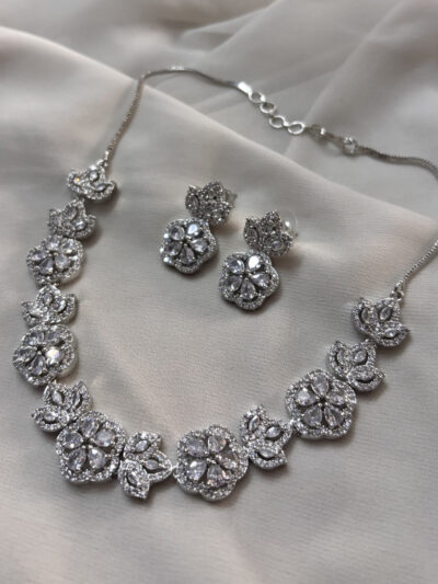 Designer rose cz necklace set