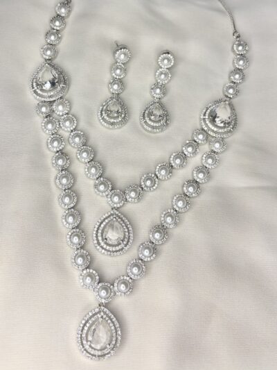Pearl double layer necklace set