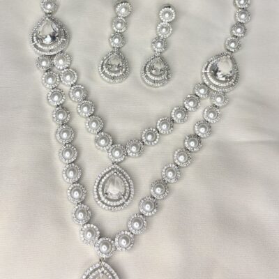 Pearl double layer necklace set