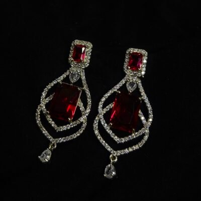 American diamond cubic zirconia red dangler