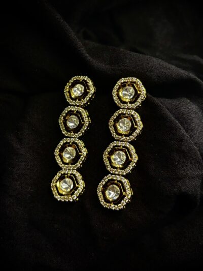 Moissanite Polki long earrings
