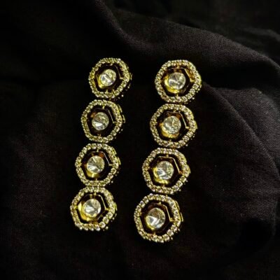 Moissanite Polki long earrings
