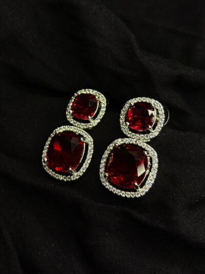 American diamond cubic zirconia doublet earring