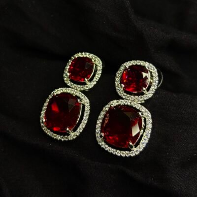 American diamond cubic zirconia doublet earring