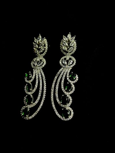 Cubic Zirconia Rhodium Plated Bottle-green