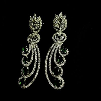 Cubic Zirconia Rhodium Plated Bottle-green