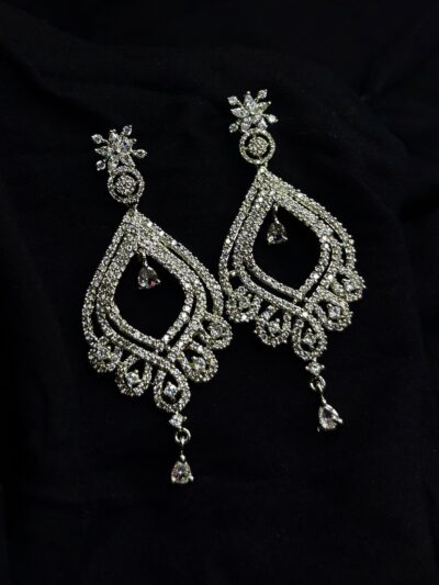 Rhodium Plated American diamond cubic zirconia White dangler