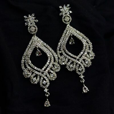 Rhodium Plated American diamond cubic zirconia White dangler