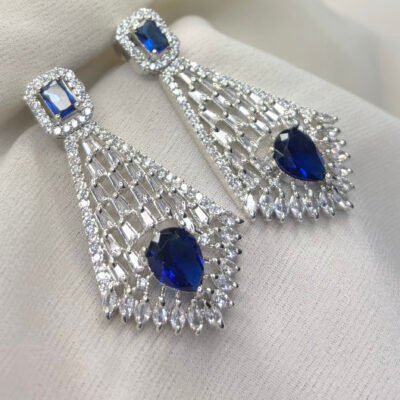 Party Wear American diamond Cubic Zirconia Blue Dangler