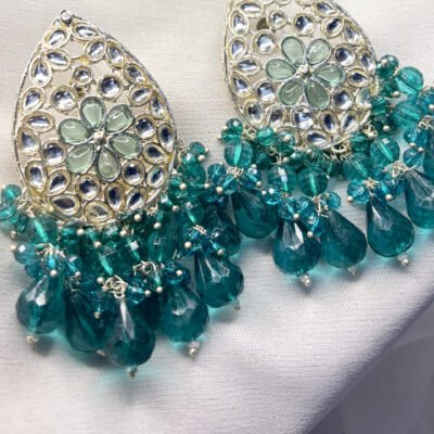 Sea Green Kundan Earrings