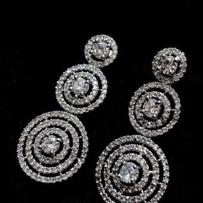 Cubic Zirconia Rhodium Plated White Dangler