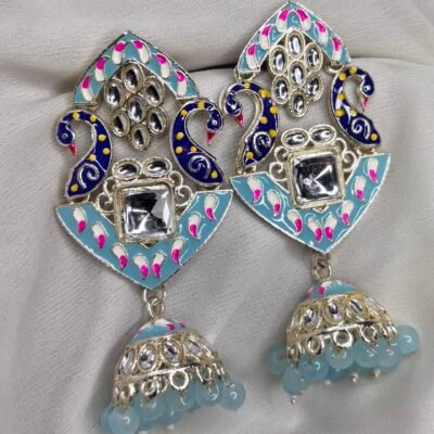 Multi Colour Kundan Jhumka Earrings