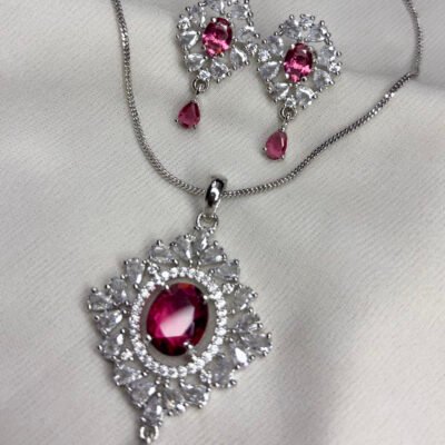 Premium Quality The Closet's American Diamond Pendant Set