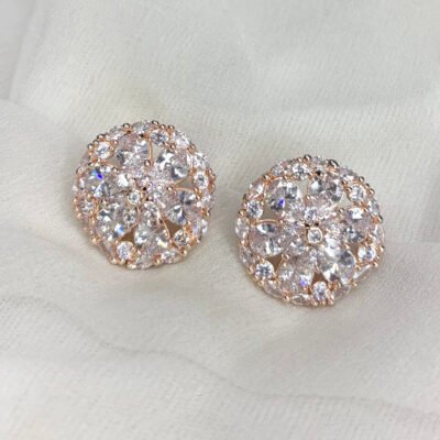 Rosegold Plated Cubic Zirconia Party Wear Stud