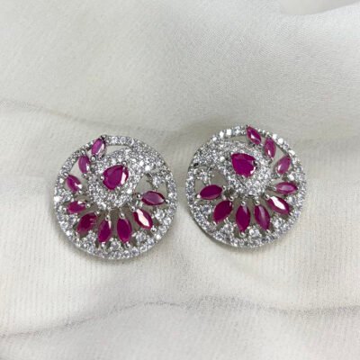 Cubic zirconia party wear Ruby stud