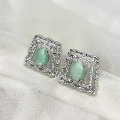 Rhodium-Plated American Diamond Pista Stud