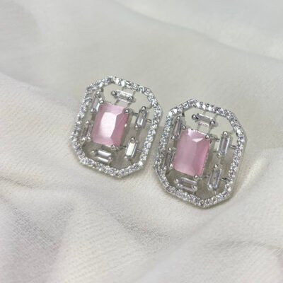 The Closet's Premium Quality Cubic Zirconia Pink Stud