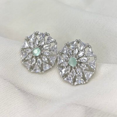 High Quality American Diamond Cubic Zirconia Pista-green Stud