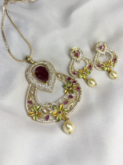 Party Wear Cubic Zirconia Pendant set