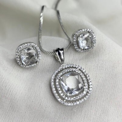 Premium Quality American Diamond Cubic-Zirconia Pendant Set