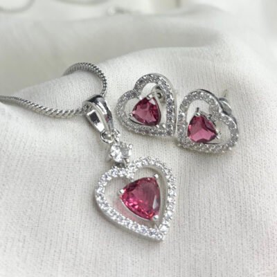 Heart Shape Cubic Zirconia Pendant Set