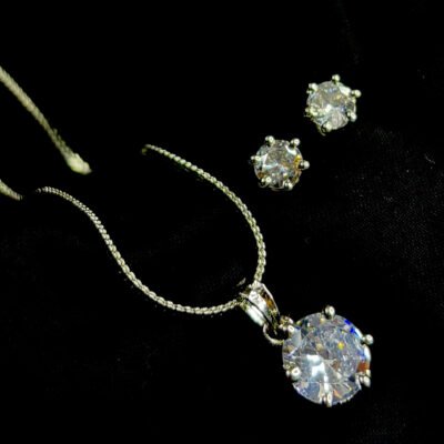 Daily Wear Single Stone Cubic Zirconia Pendant Set
