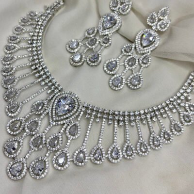 Royal look High Quality American Diamond Cubic Zirconia Necklace Set
