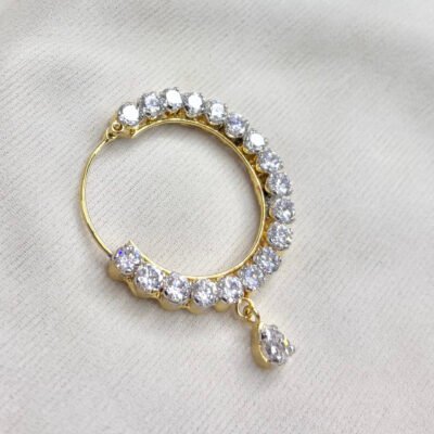American Diamond Golden CZ Round Piercing Nath