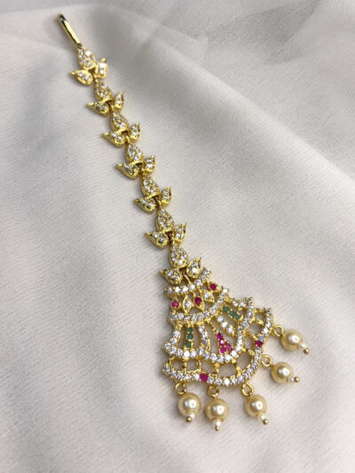 Golden American Diamond Cubic Zirconia Maangtika