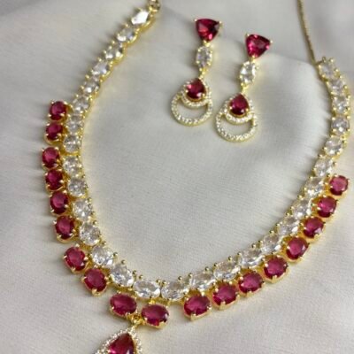 American Diamond Cubic Zirconia Necklace Set