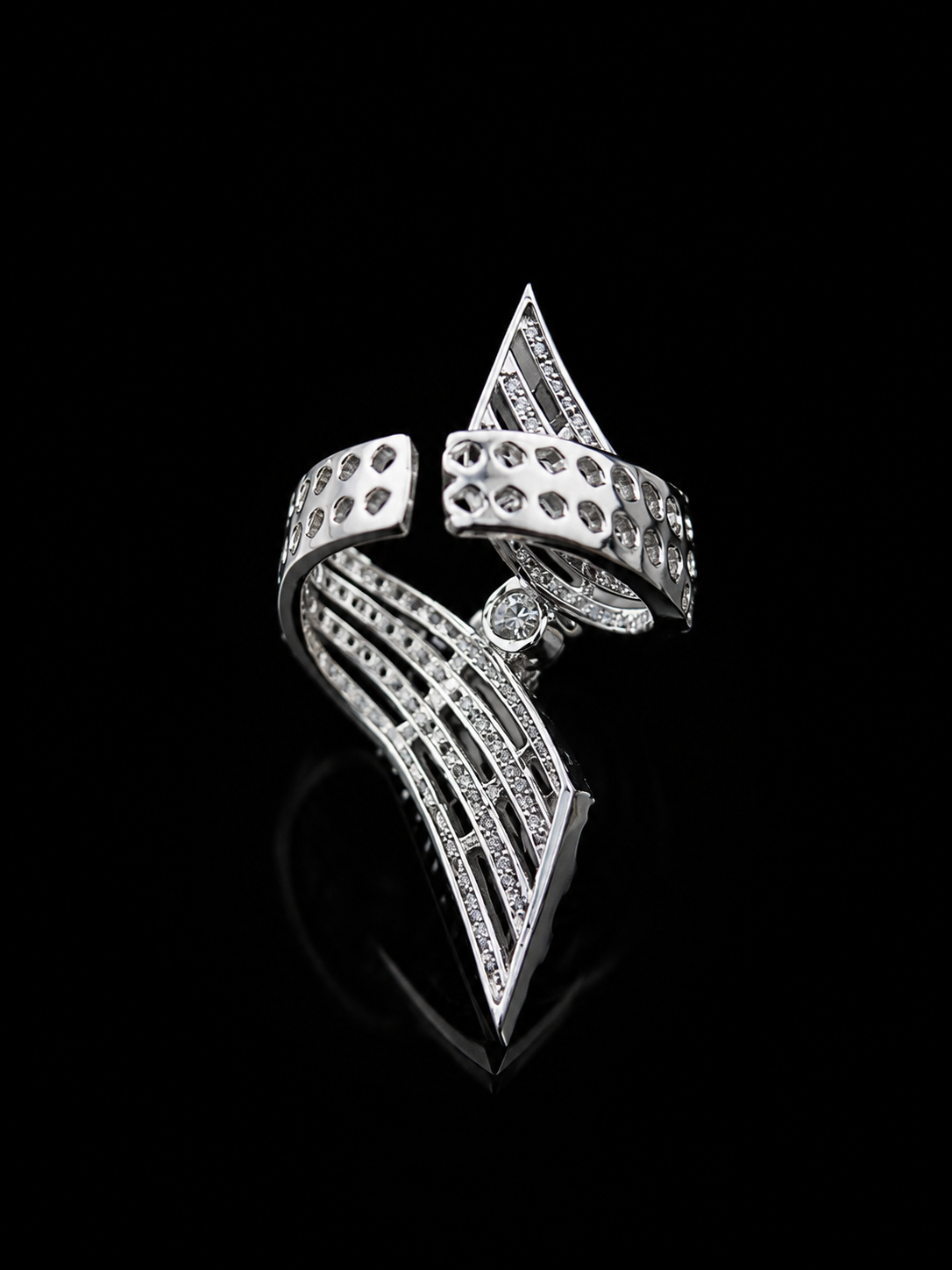 Luxury American Diamond Adjustable Open Ring for Women | Silver Finish Statement CZ Ring - Image 2